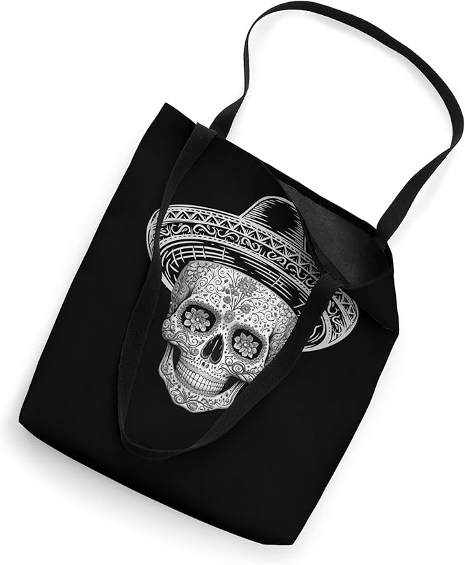 Mexican Sugar Skull Tote Bag - Day of the Dead Calaveras Sombrero Design