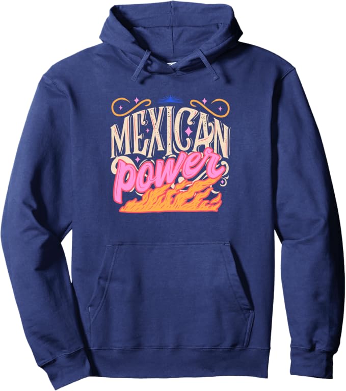 Mexican Power Vintage Letter Design Pullover Hoodie for Hombre y Mujer