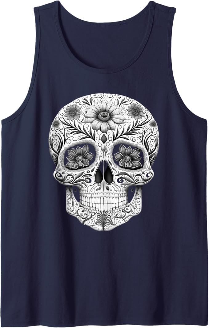 Dia De Los Muertos Mexican Skull Art Men Tank Top - Day of the Dead Design
