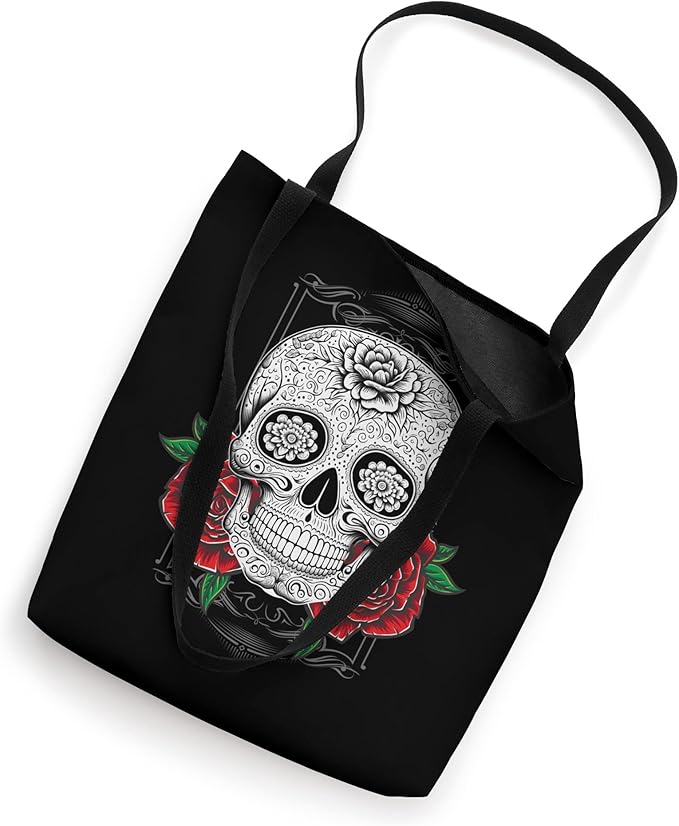 Mexican Calaveras Flower Skull Dia de los Muertos Tote Bag - Day of the Dead Fashion