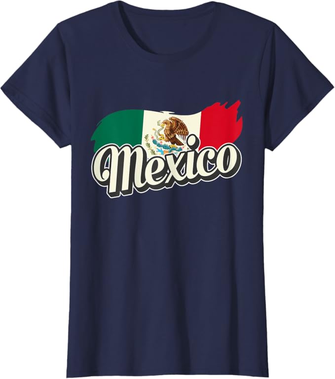 Mexican Flag Women T-Shirt with Mexico Lettering - Stylish Mexico Bandera Tee