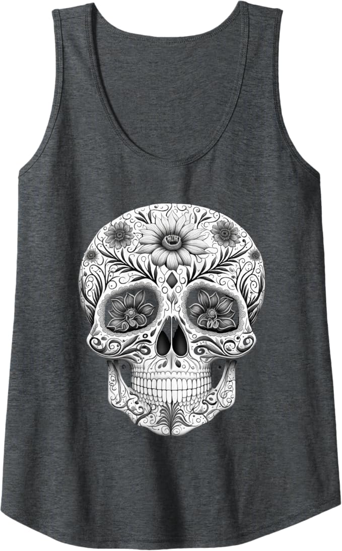 Dia De Los Muertos Mexican Skull Art Women Tank Top - Day of the Dead Design