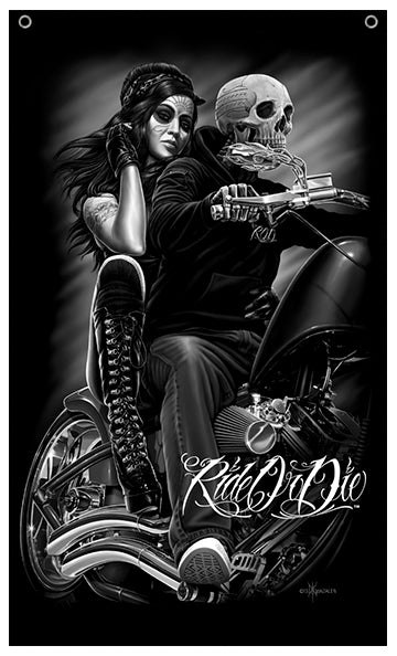 DGA - 3' X 5' - FLAG / BANNER - ROD - BIKER BABE