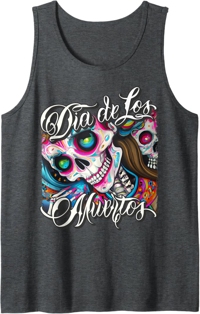 Mexican Calaveras Catrina Día de los Muertos Colorful Skull Men Tank Top