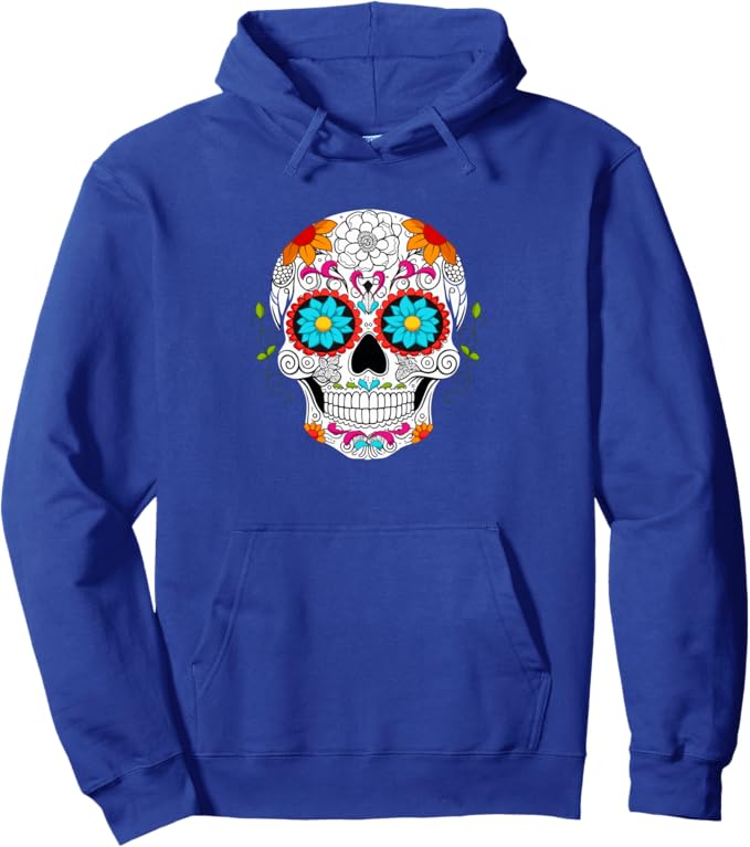 Colorful Calaveras de Azúcar Mexican Día de los Muertos Pullover Hoodie