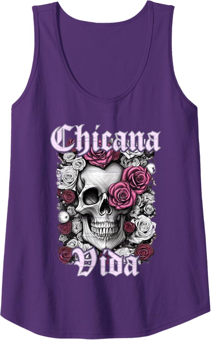 Chicana Vida Latina Mexicana Mujer Calaveras Skull Women's Tank Top