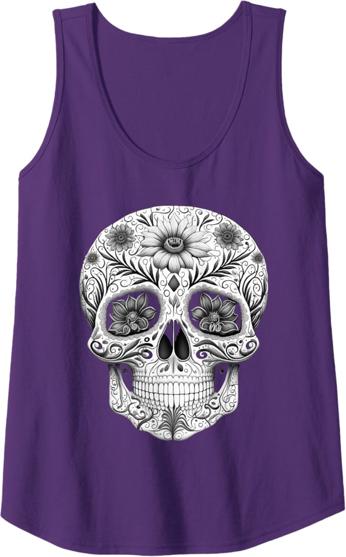 Dia De Los Muertos Mexican Skull Art Women Tank Top - Day of the Dead Design