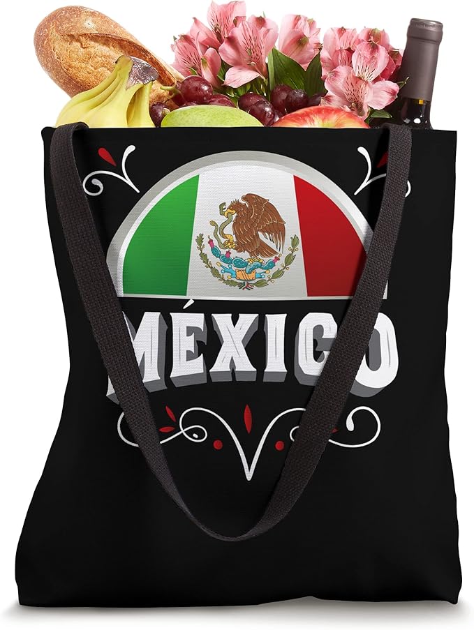 Mexico Flag Tote Bag with Bandera Design and Mexico Lettering