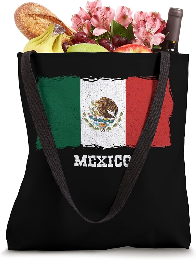 Vintage Mexico Flag Tote Bag - Retro Bandera Mexicana Design