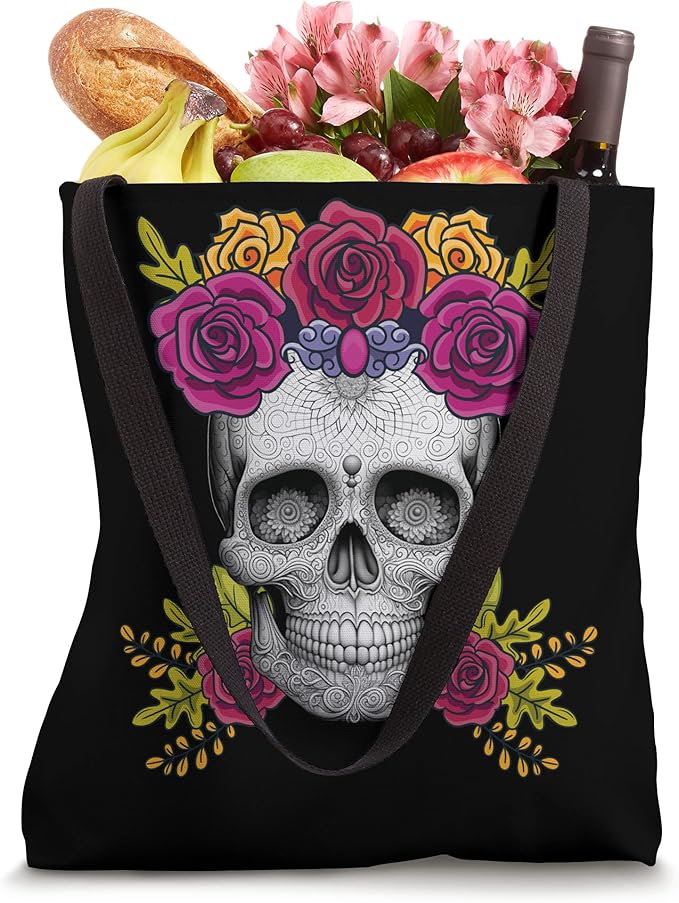 Mexican Day of the Dead Sugar Skull Tote Bag - Dia de los Muertos Design