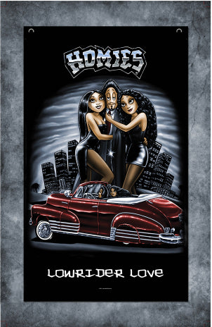 HOMIES - 3' X 5' - FLAG / BANNER - LOWRIDER LOVE