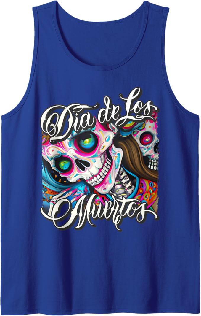 Mexican Calaveras Catrina Día de los Muertos Colorful Skull Men Tank Top