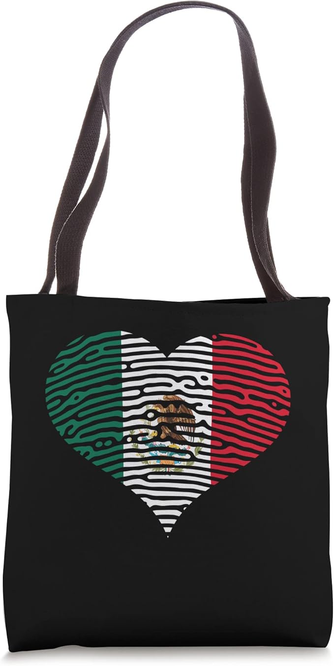 DNA Mexican Flag Heart Tote Bag - Corazón Bandera Mexicana Design