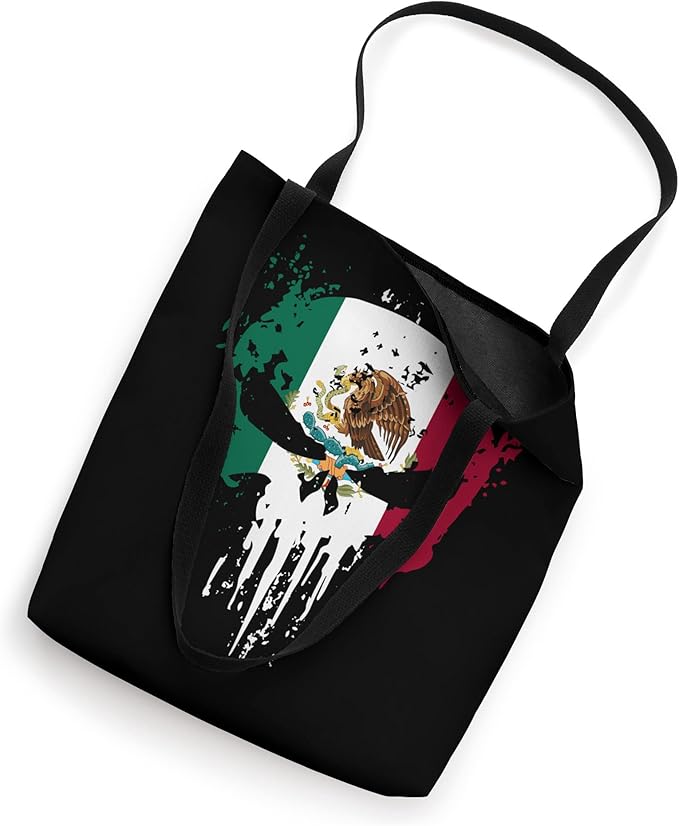 Mexican Flag Skull T-Shirt & Tote Bag - Bandera Mexicana Design