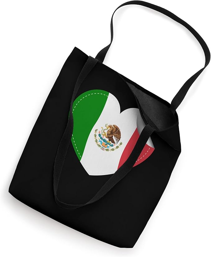 Bandera de México Heart Design Tote Bag - Mexican Flag Heart Print