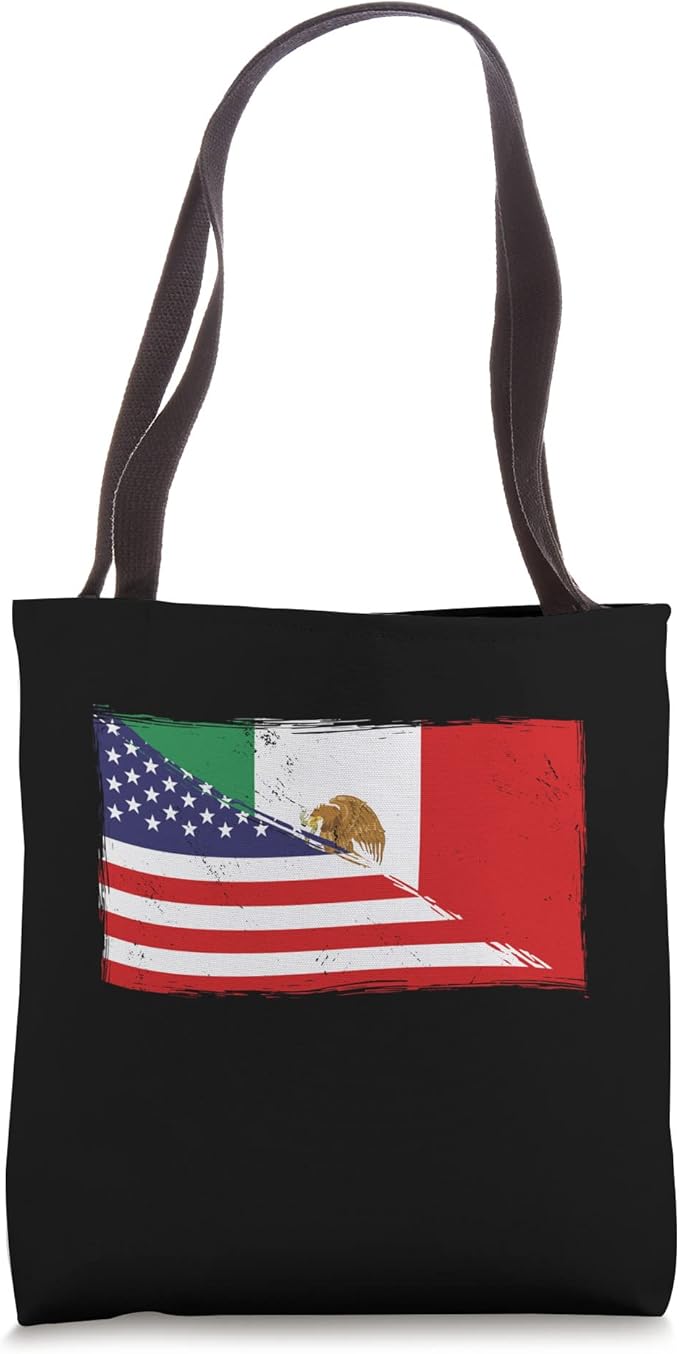 American Mexican Heritage Flag Tote Bag - USA Mexico Chicano Style