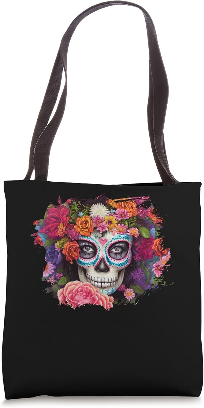 Mexico Day of the Dead Skull Tote Bag - Dia de los Muertos Design