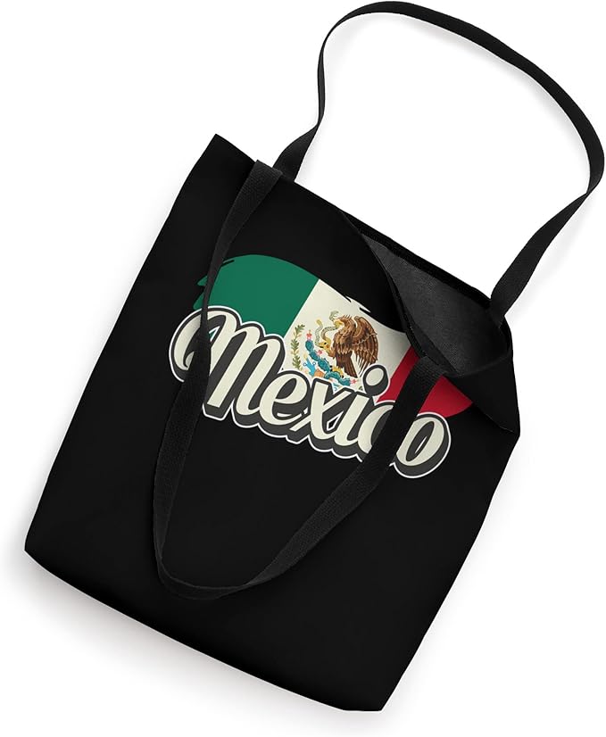 Mexican Flag Tote Bag with Mexico Lettering - Bandera Design