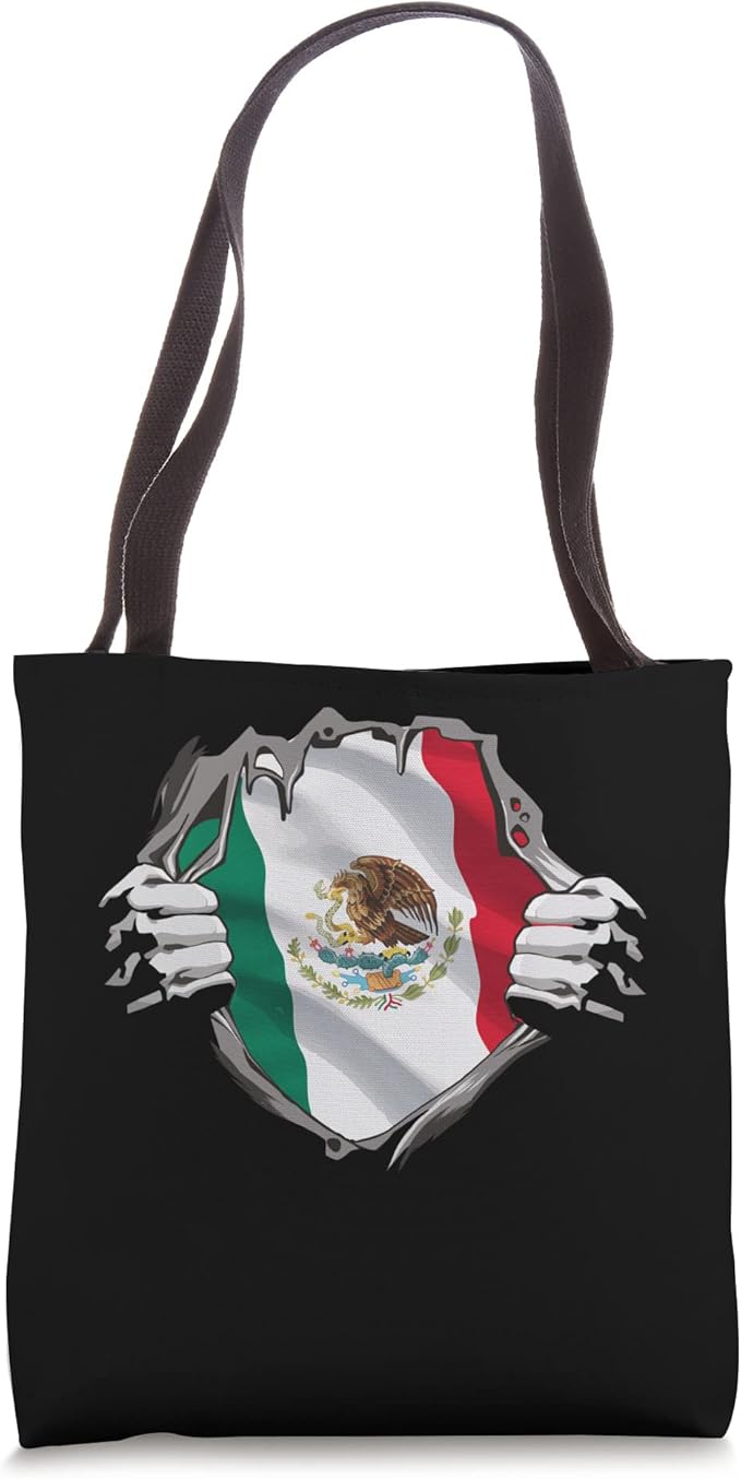 Mexican Superhero Tote Bag - Mexico Flag Bandera Mexicana Pride Design