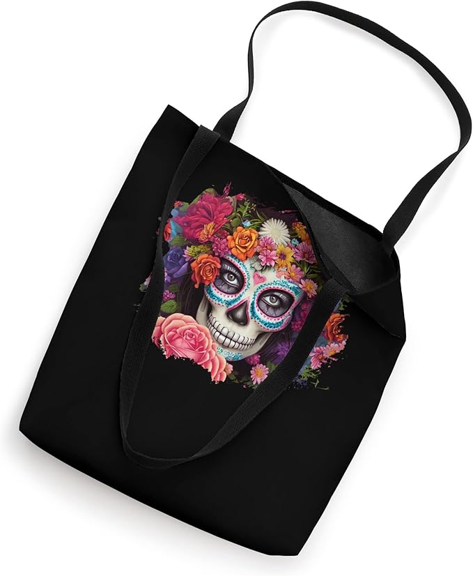 Mexico Day of the Dead Skull Tote Bag - Dia de los Muertos Design