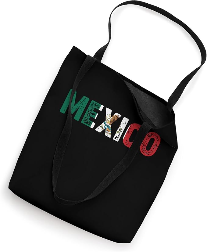 Mexico Vintage Letters Tote Bag - Mexican Flag Bandera Mexicana Design