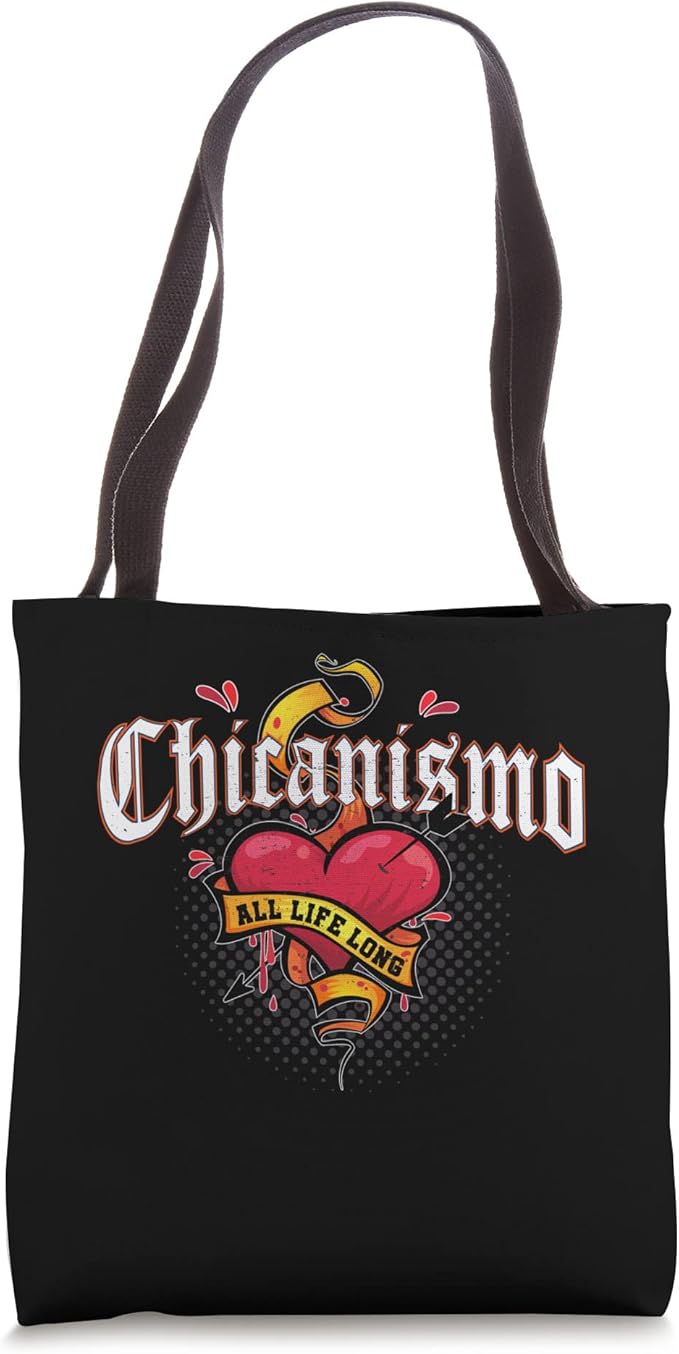 Chicanismo All Life Long Retro Mexican Chicano Heart Tote Bag - Stylish and Durable