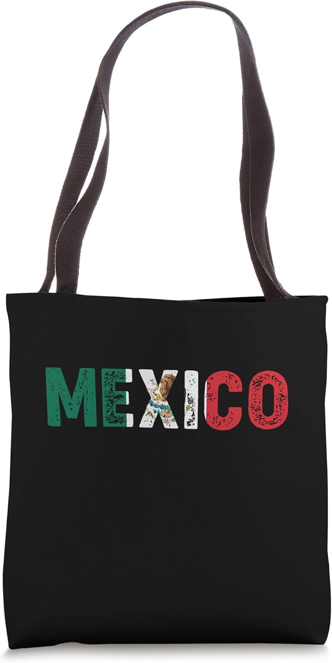 Mexico Vintage Letters Tote Bag - Mexican Flag Bandera Mexicana Design