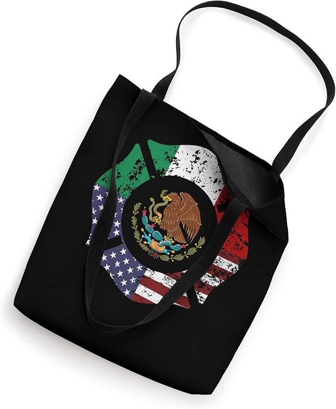 USA American Mexico Mexican Flag Tote Bag with Escudo Nacional de México Design