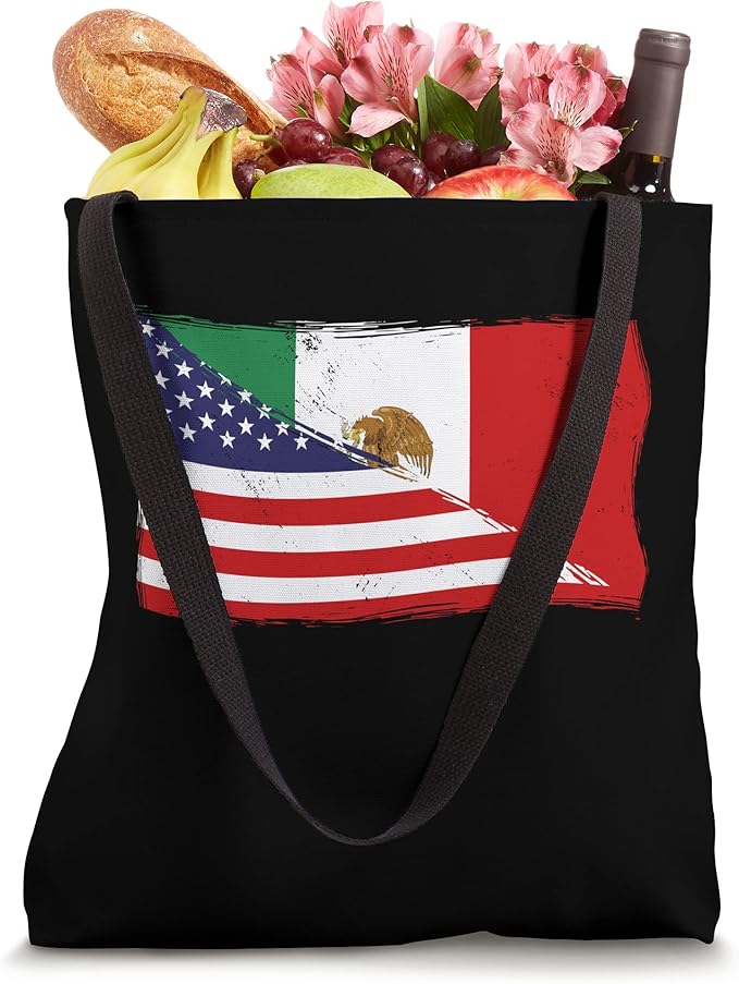 American Mexican Heritage Flag Tote Bag - USA Mexico Chicano Style