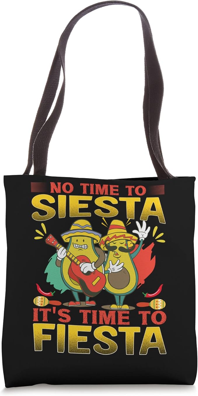 Mexican Cinco de Mayo Party Tote Bag - No Time to Siesta Design