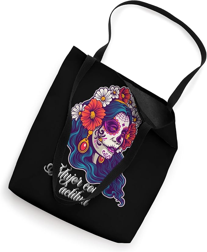 Mujer Con Actitud Mexican Sugar Skull Tote Bag for Women and Girls