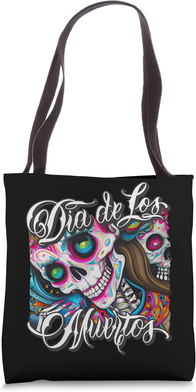 Colorful Dia De Los Muertos Tote Bag - Mexican Calaveras Catrina Skull Design