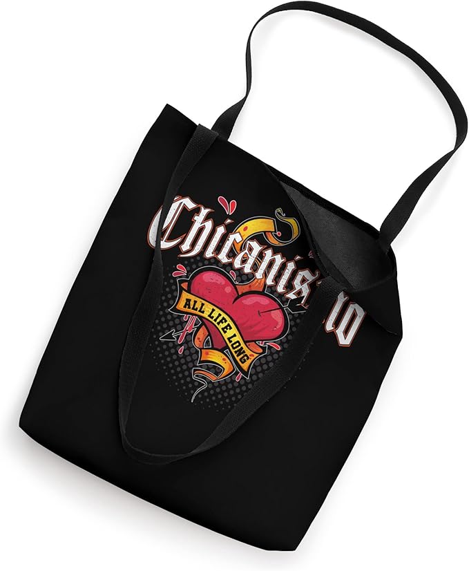 Chicanismo All Life Long Retro Mexican Chicano Heart Tote Bag - Stylish and Durable