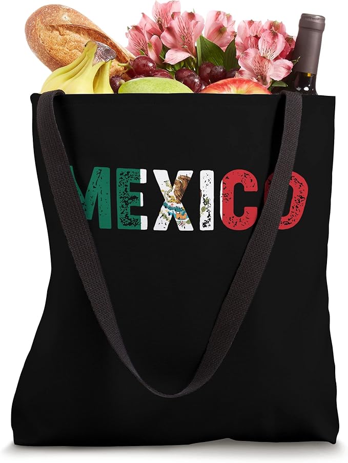 Mexico Vintage Letters Tote Bag - Mexican Flag Bandera Mexicana Design