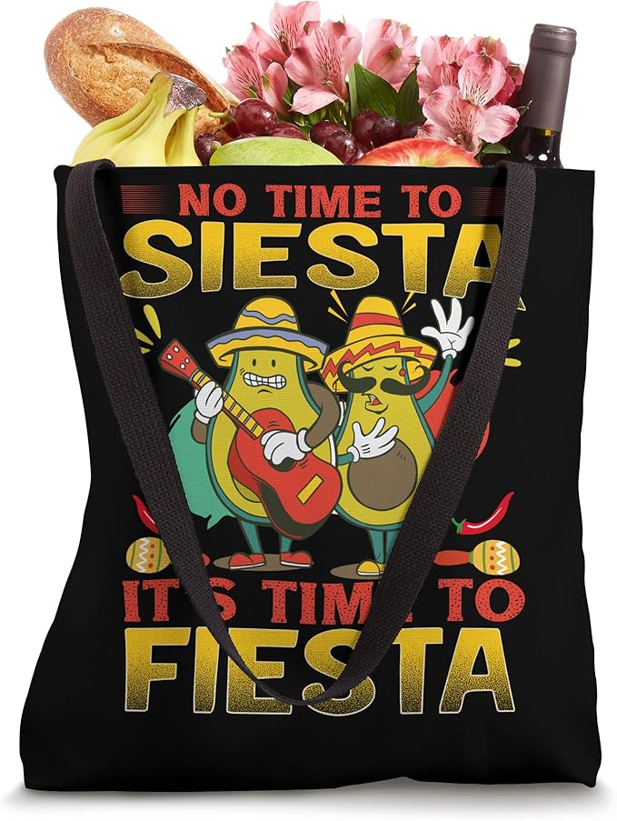 Mexican Cinco de Mayo Party Tote Bag - No Time to Siesta Design