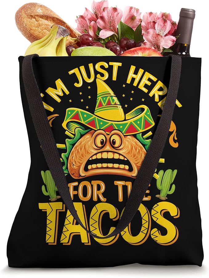 Mexican Cinco de Mayo Party Tote Bag - 'Just Here for Tacos' Design