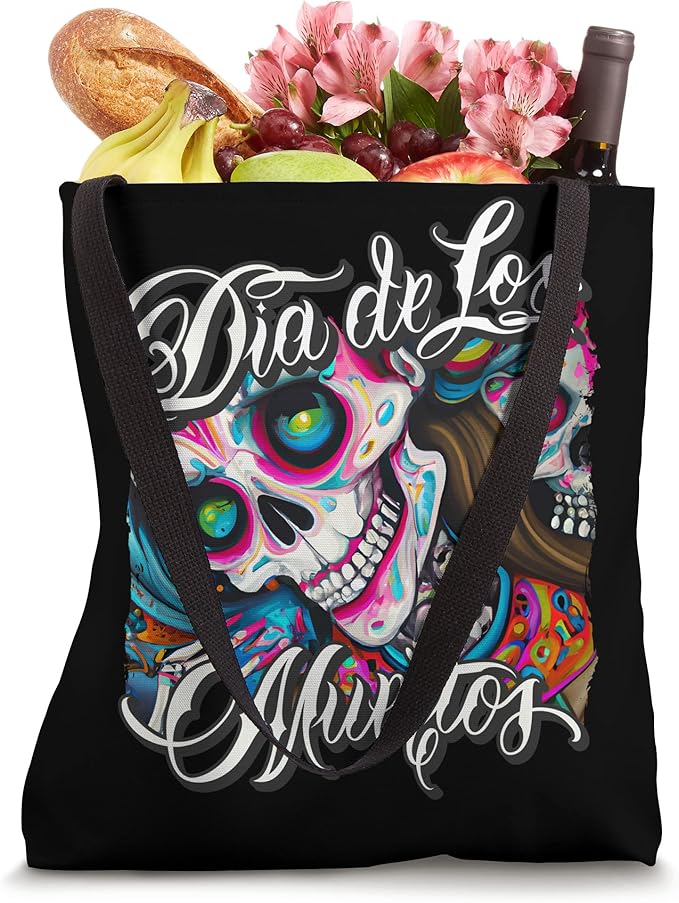 Colorful Dia De Los Muertos Tote Bag - Mexican Calaveras Catrina Skull Design