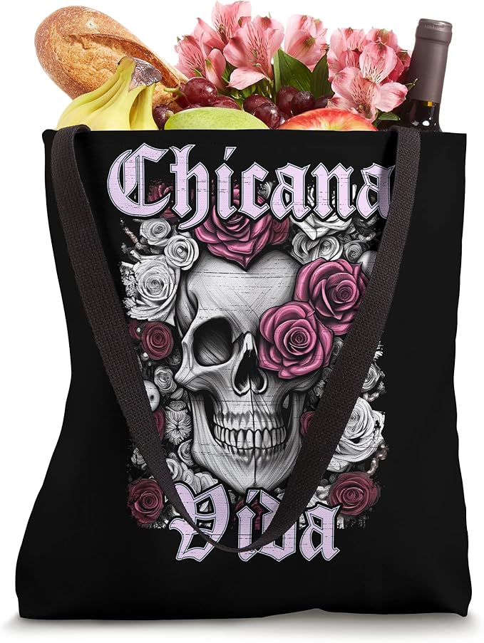 Chicana Vida Latina Mexicana Tote Bag - Mujer Calaveras Skull Design for Women