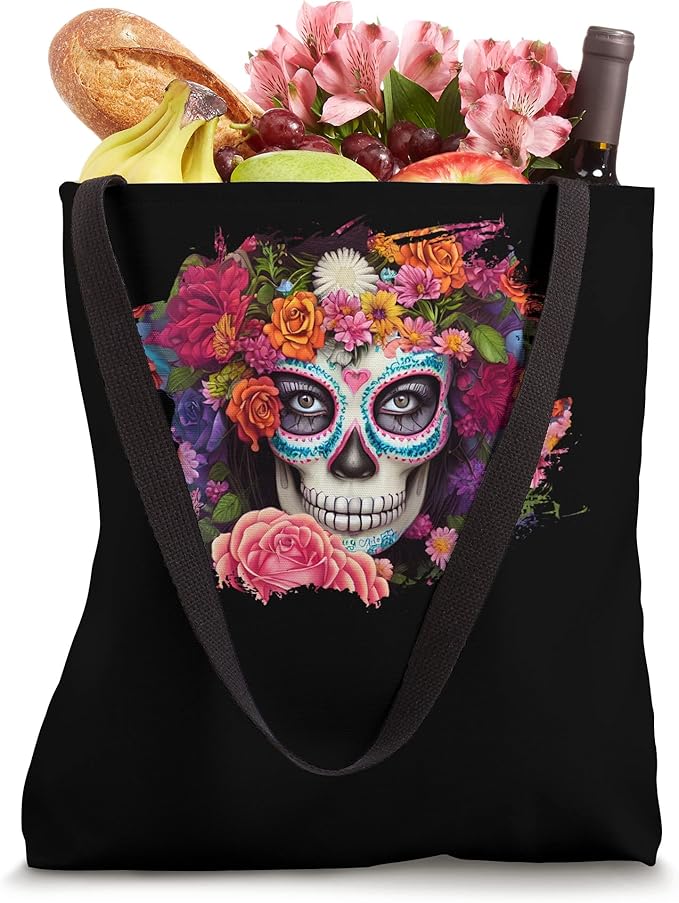 Mexico Day of the Dead Skull Tote Bag - Dia de los Muertos Design