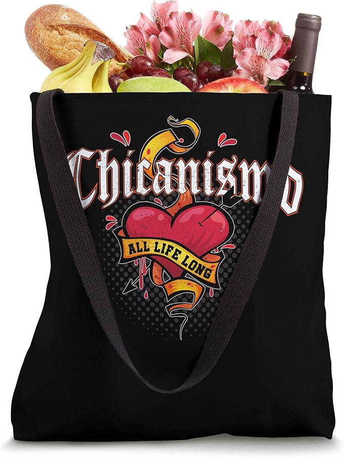 Chicanismo All Life Long Retro Mexican Chicano Heart Tote Bag - Stylish and Durable