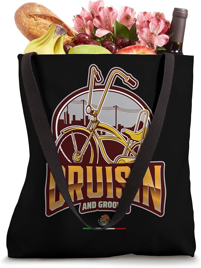 Cruisin' and Groovin' Chicano Lowrider Bike Mexican Tote Bag - Stylish and Durable