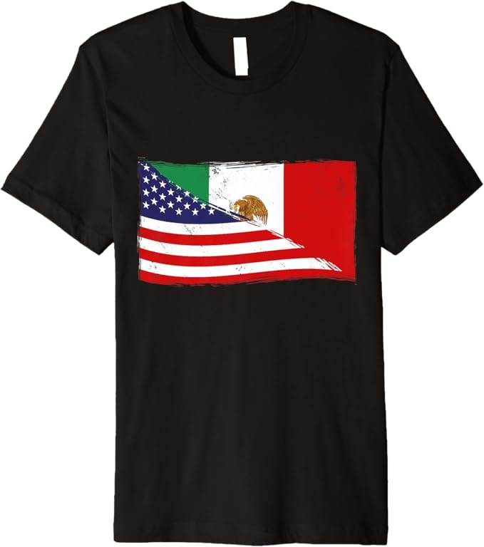 American and Mexican Heritage Flag Men T-Shirt - Premium USA Mexico Chicano Design