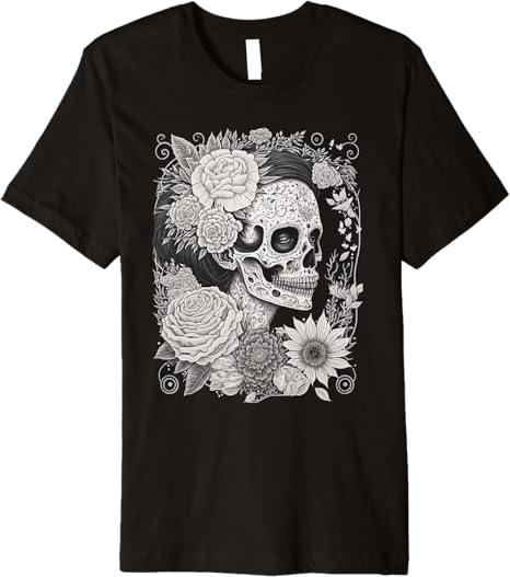 Premium Catrina Sugar Skull Men T-Shirt – Día de los Muertos Calaveras Design from Mexico