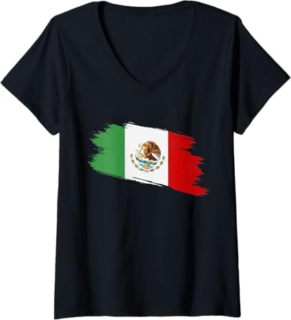 Women's Vintage Bandera Mexicana Mexico Flag V-Neck T-Shirt