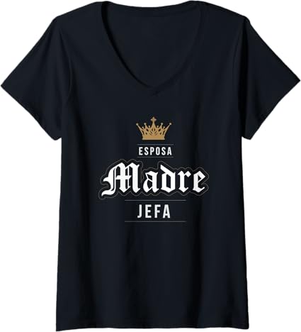 Vintage V-Neck T-Shirt for Latina Women - Esposa Madre Jefa Mexicana Mujer