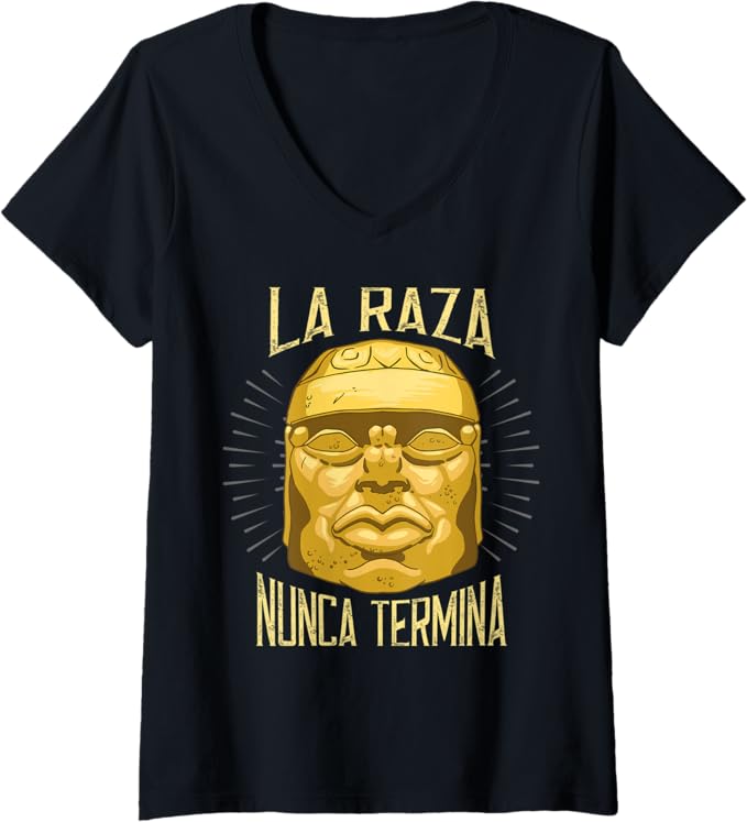 Women's La Raza Nunca Termina Mexican Culture Chicano Pride V-Neck Women T-Shirt – Celebrate Heritage & Identity