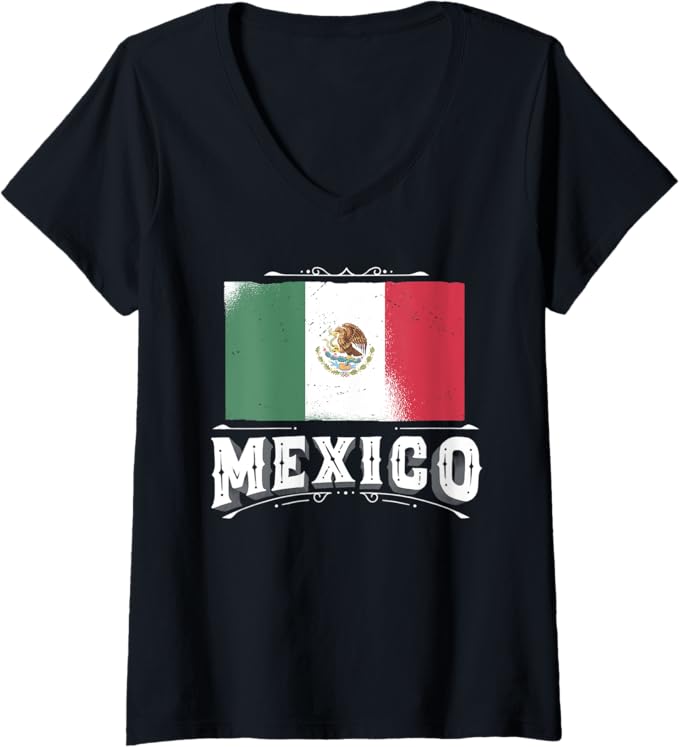 Women's Mexican Flag V-Neck Women T-Shirt with Mexico Lettering – Bandera Mexicana Design