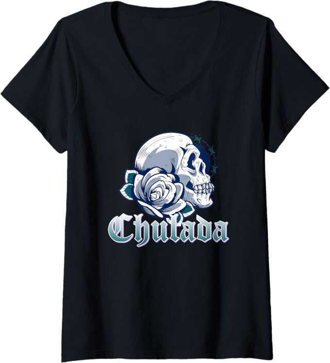 Women's Chulada Skull Vintage Mexicana Mujer V-Neck Women T-Shirt