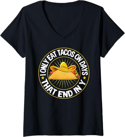 Women's Mexican Cinco de Mayo Tacos V-Neck T-Shirt – Festive Party Apparel