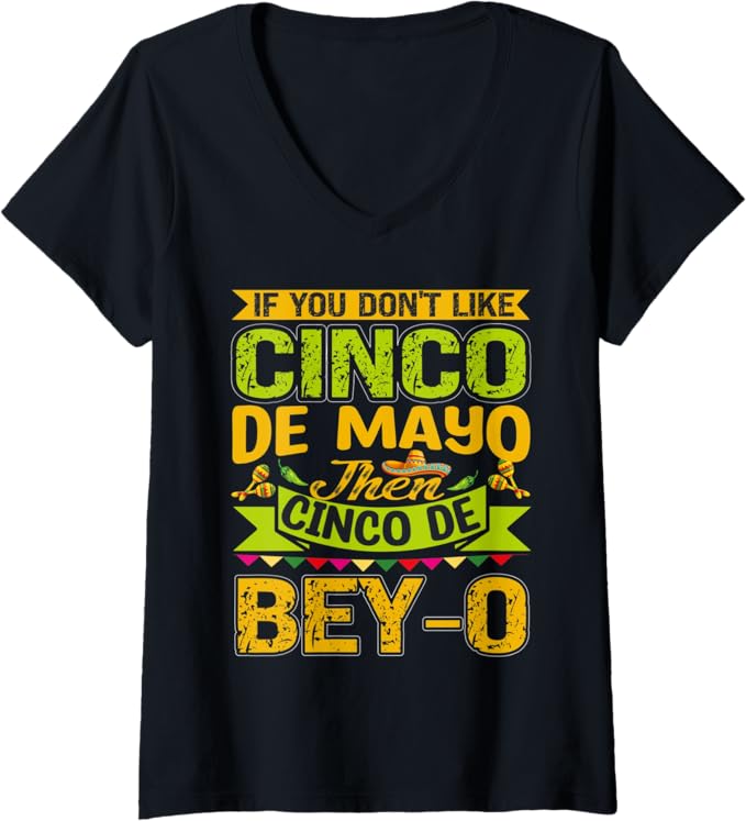 Womens Mexican Cinco De Mayo Party V-Neck T-Shirt - Mexico Flag Pride